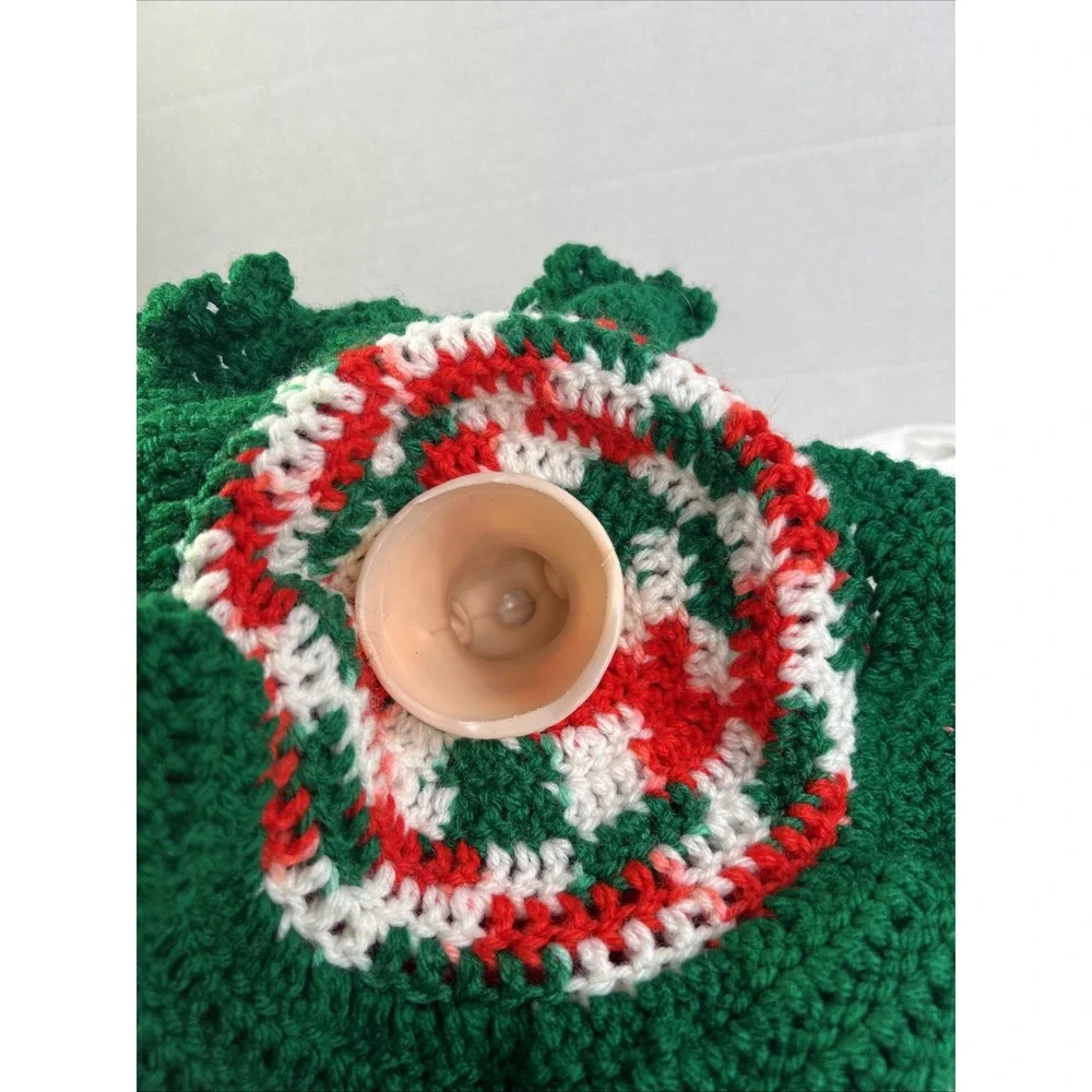 Christmas Doll Decor Vintage Handmade Knit Crochet‎ Movable Arms Tree Topper